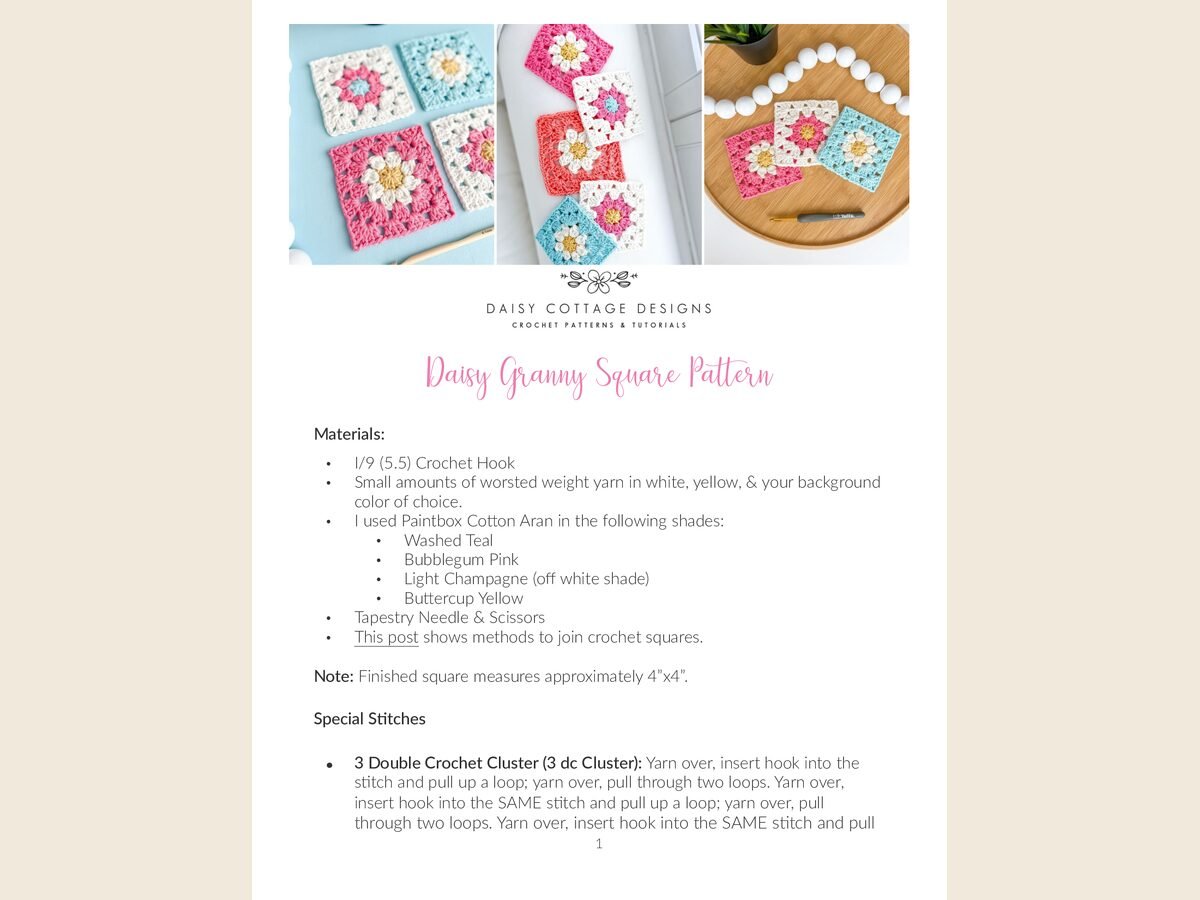 Daisy Granny Square Pattern-DCD