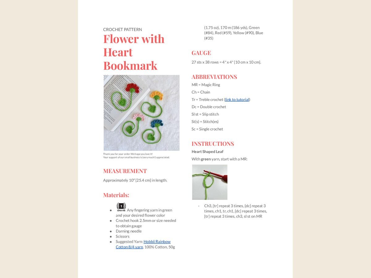 Flower with Heart Bookmark
