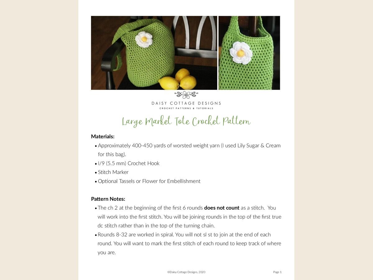 Large Market Tote Crochet Pattern