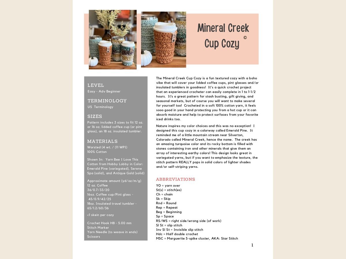 Mineral Creek Cup Cozy
